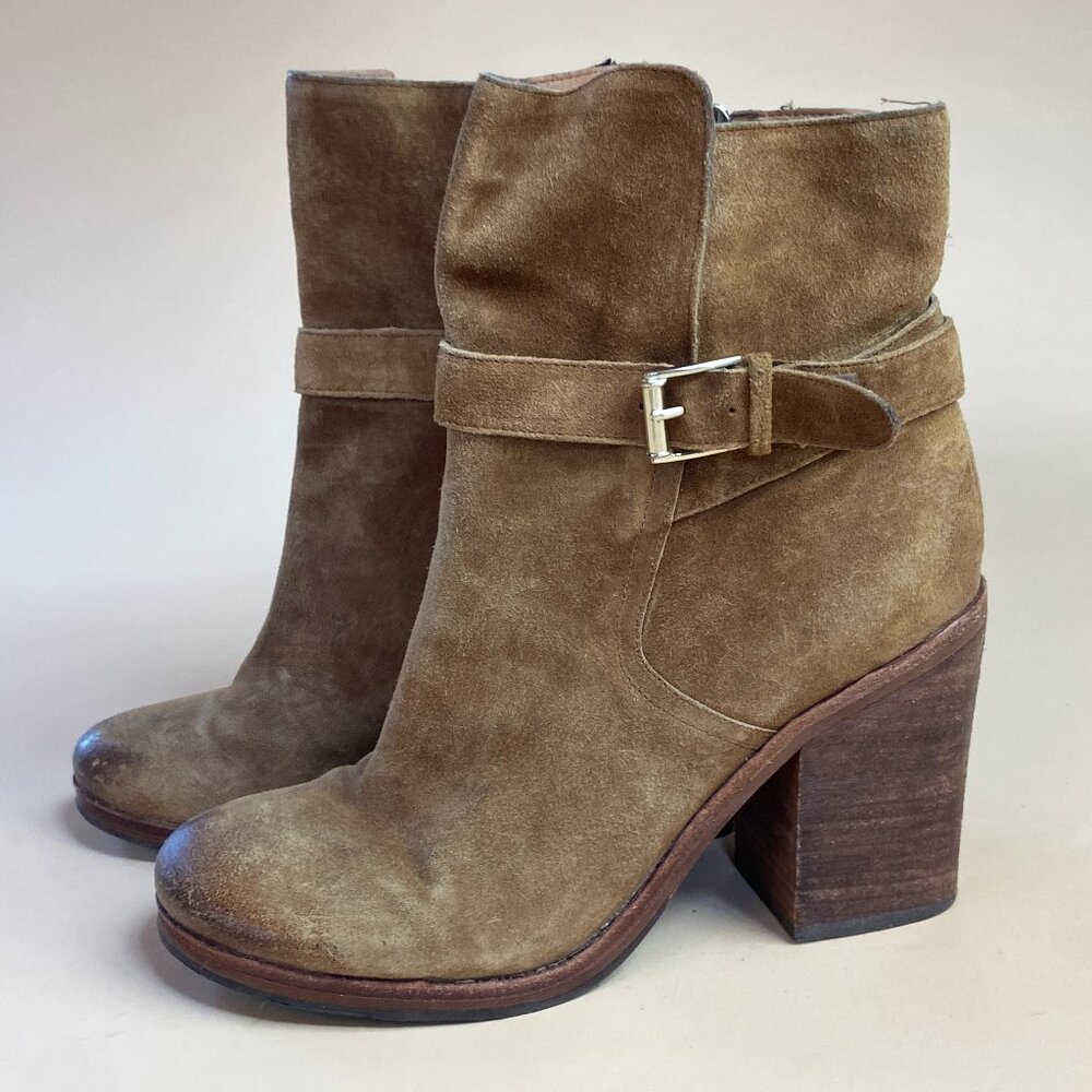 Sam Edelman Camel Suede Buckle Festival Boots - Size 9.5
